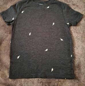 Kids Lightning Bolt Tee L/12 Short Sleeve Charcoal Gray Crewneck Tshirt
